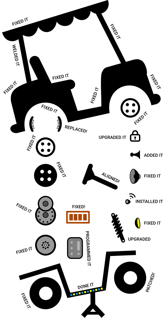 Illustration of golf cart repairs